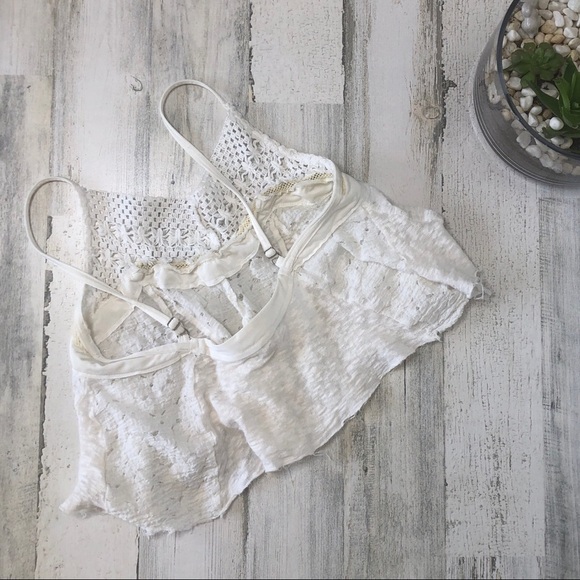 Intimately Free People Crop Crochet Raw Hem White - Picture 4 of 4